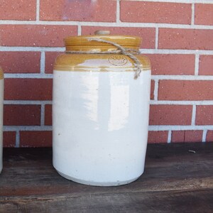 Vintage Ceramic Pickle Pot, Rustic Farmhouse Honey Container