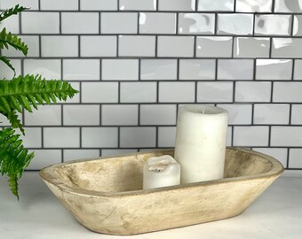 Large Carved Wood Bowl, Farmhouse Rustic Wood Tray, Snack Bowl, Fruit Bowl