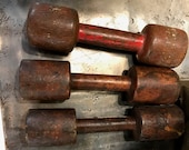 Rustic Wood Dumbbells, Weightlifting Memorabilia, Wooden Weights