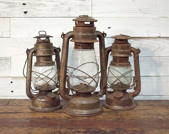 Rustic Metal Battery Lantern Electric Country Rustic Farmhouse Decor Free Ship!