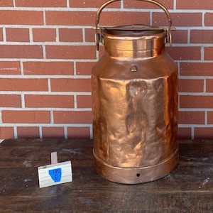 Vintage Copper Milk Can, Primitive Rustic Country Decor, Patio Garden Planter