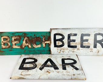 Vintage Style Wall Metal Sign, Distressed Bar Restaurant Wall Art, Beer, Beach, Bar