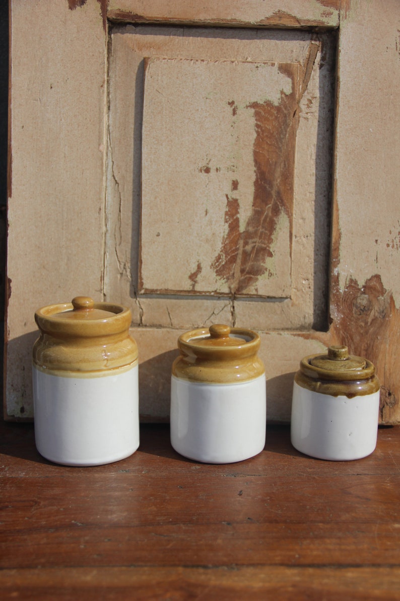 Vintage Ceramic Pots Set of 3 Rustic Farmhouse Honey Etsy