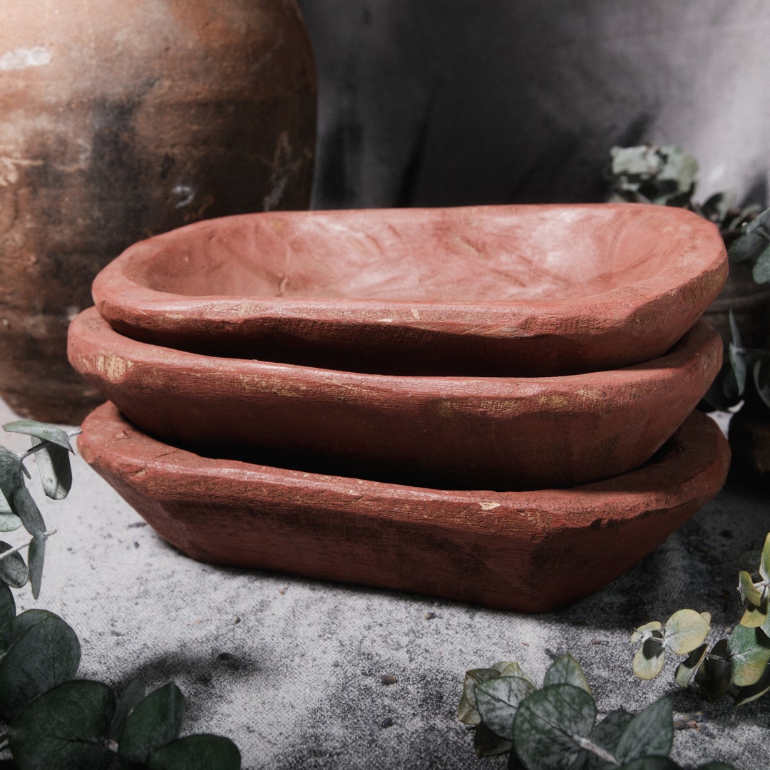 Hand-carved Wooden Dough Bowl From Mexico Decorative Bowl Small Size