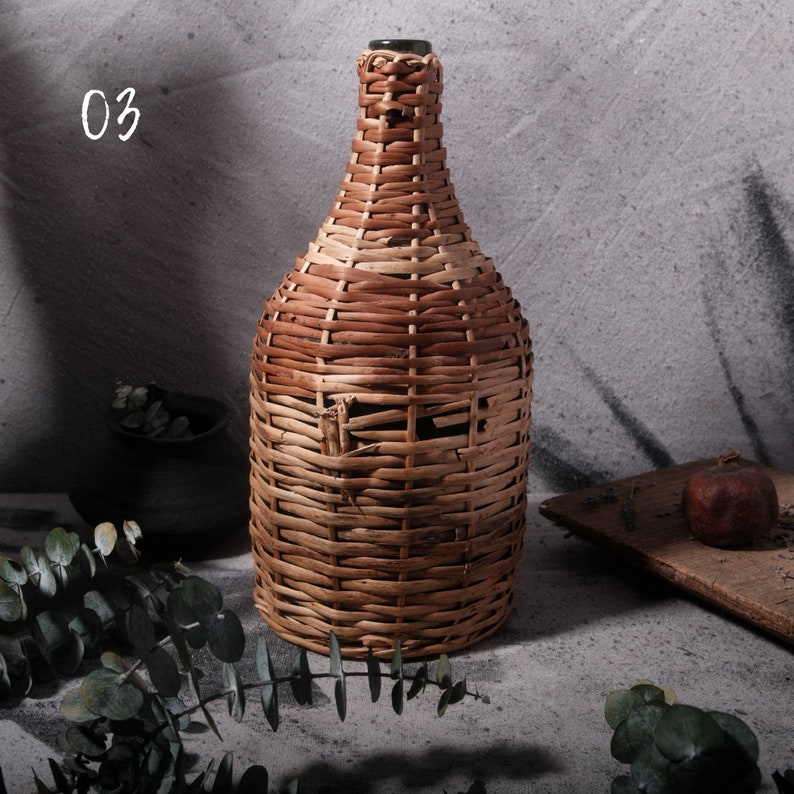 Antique French Wicker Demijohn Wine Jug French Jug European Vintage Jar Bottle Free Shipping 03