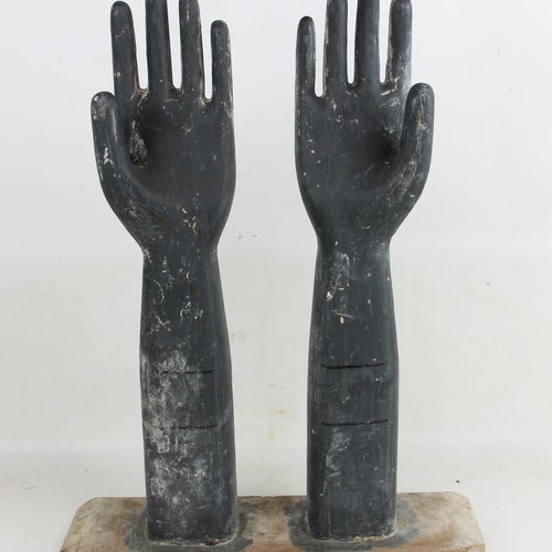 Vintage Style Glove Mold Pair on Stand, Distressed shops Styled Glove Mold. Home Decor Jewelry Display Hand Mold, Chippy Table Decor