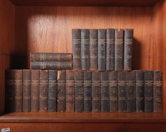1933 Danish Encyclopedia Set 27-Volume Black Leather Decorative Books