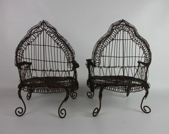 Wire Garden Chairs, Plant Chairs, Wire Plant Riser, Garden Decor, Mini Chairs, Wire Furniture