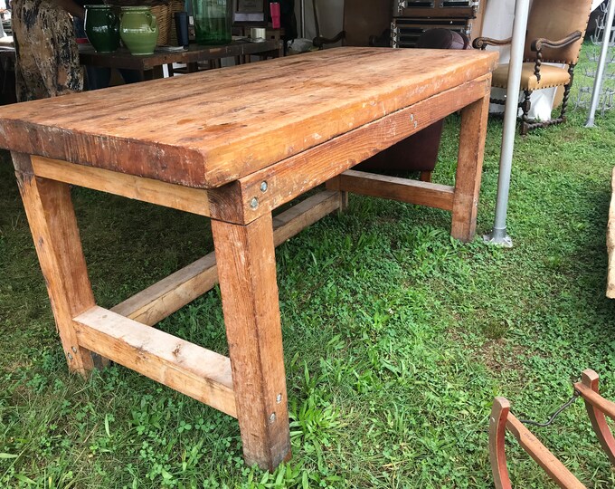 Vintage Butcher Block Table From France Etsy