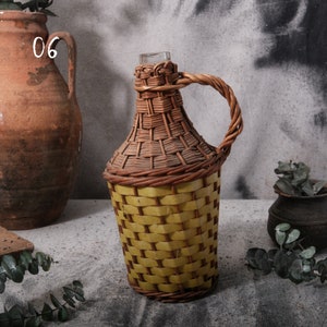 Antique French Wicker Demijohn Wine Jug French Jug European Vintage Jar Bottle Free Shipping 06