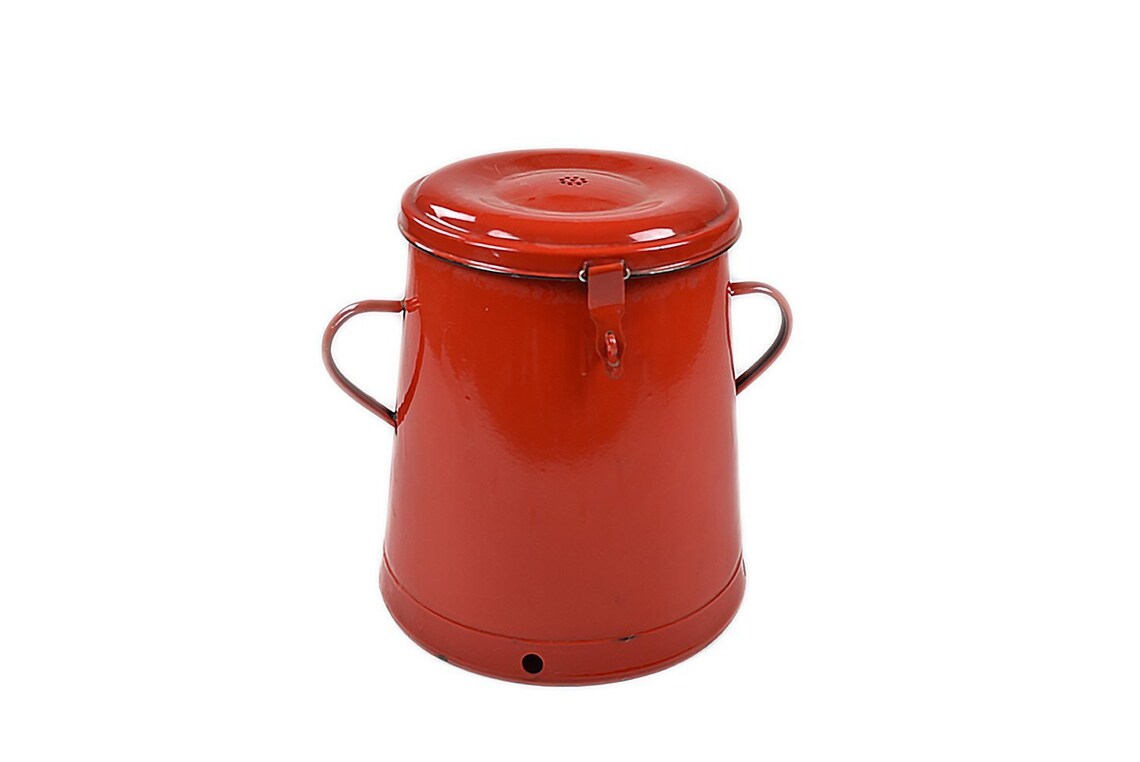 Vintage European Enamel Lard Container Etsy