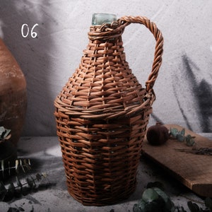 Antique French Wicker Demijohn Wine Jug French Jug European Vintage Jar Bottle Free Shipping 06