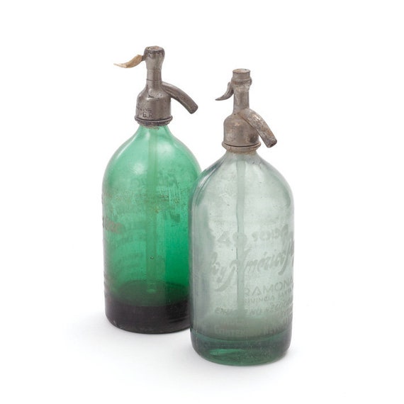 Seltzer Bottle Vintage GREEN/ CLEAR / BLUE Etsy