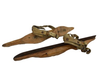 Classic Wooden Ice Skates Vintage