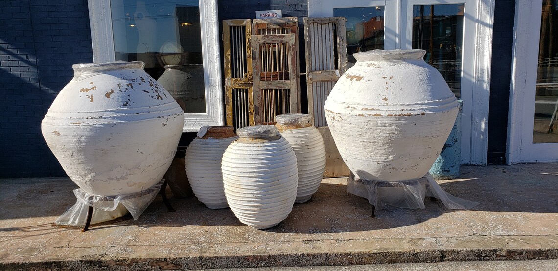 Antique Olive Jars from Turkey White Odemis Urns Terracotta Etsy