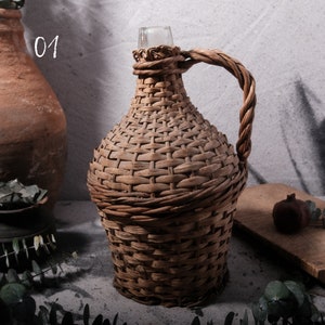 Antique French Wicker Demijohn Wine Jug French Jug European Vintage Jar Bottle Free Shipping 01