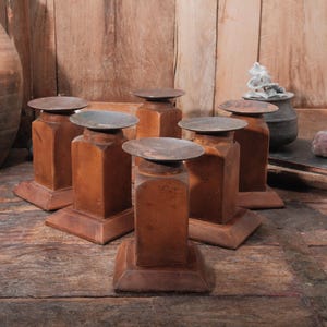 Vintage Architectural Wood Candle Holder with Block Pedestal Bild 3