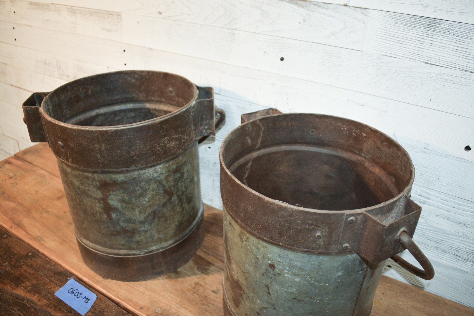 Vintage Galvanized Well Bucket Rustic Metal Basket Etsy