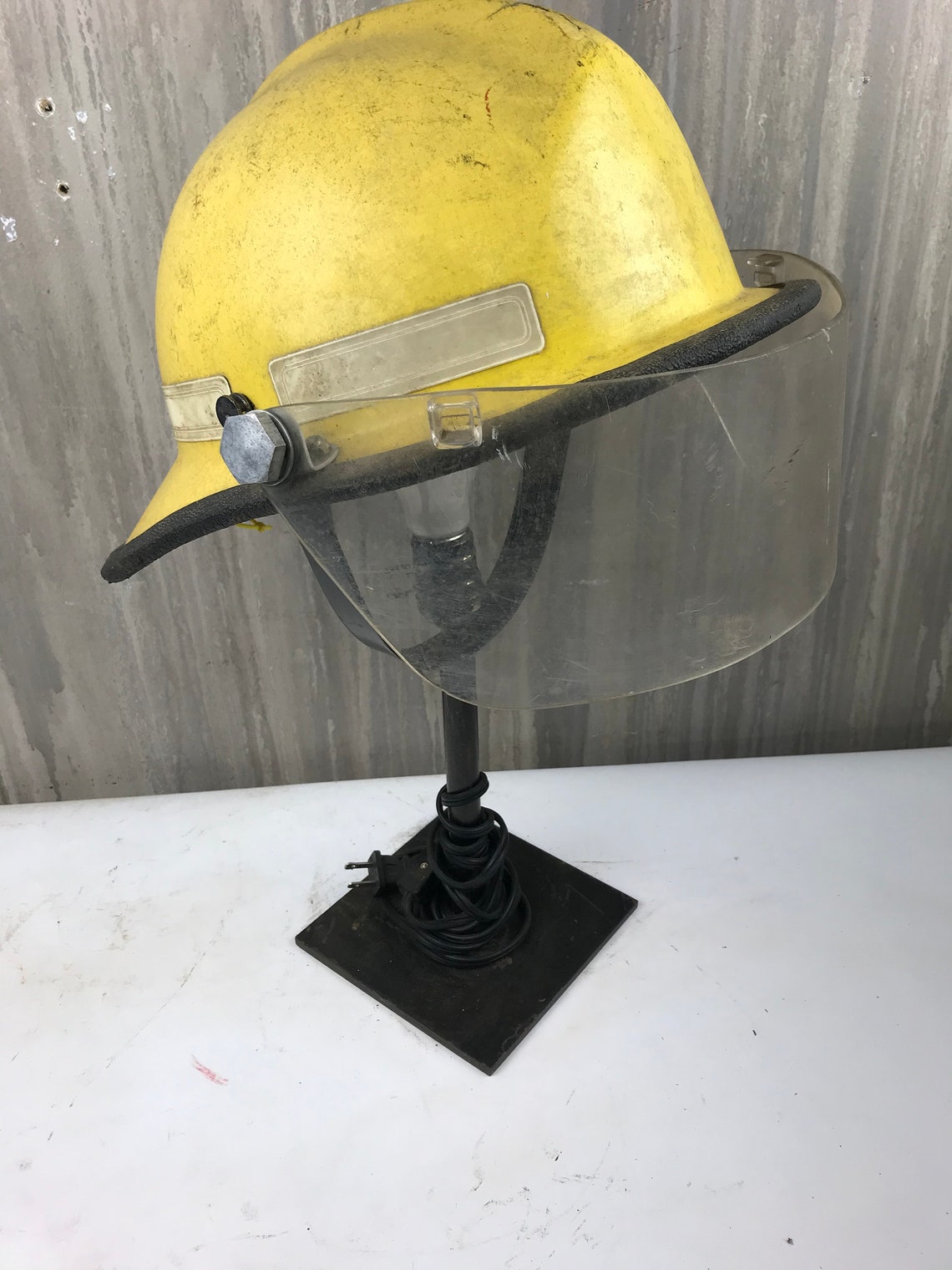 Vintage Firefighter Helmet Lamp Vintage Repurposed Table Lamp Etsy