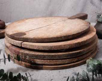 Antique Turkish Bread Board 20"+ Tall - Round w/ Beautiful Repairs & Patina | Cutting Board | Antique Breadboard | Free Shipping