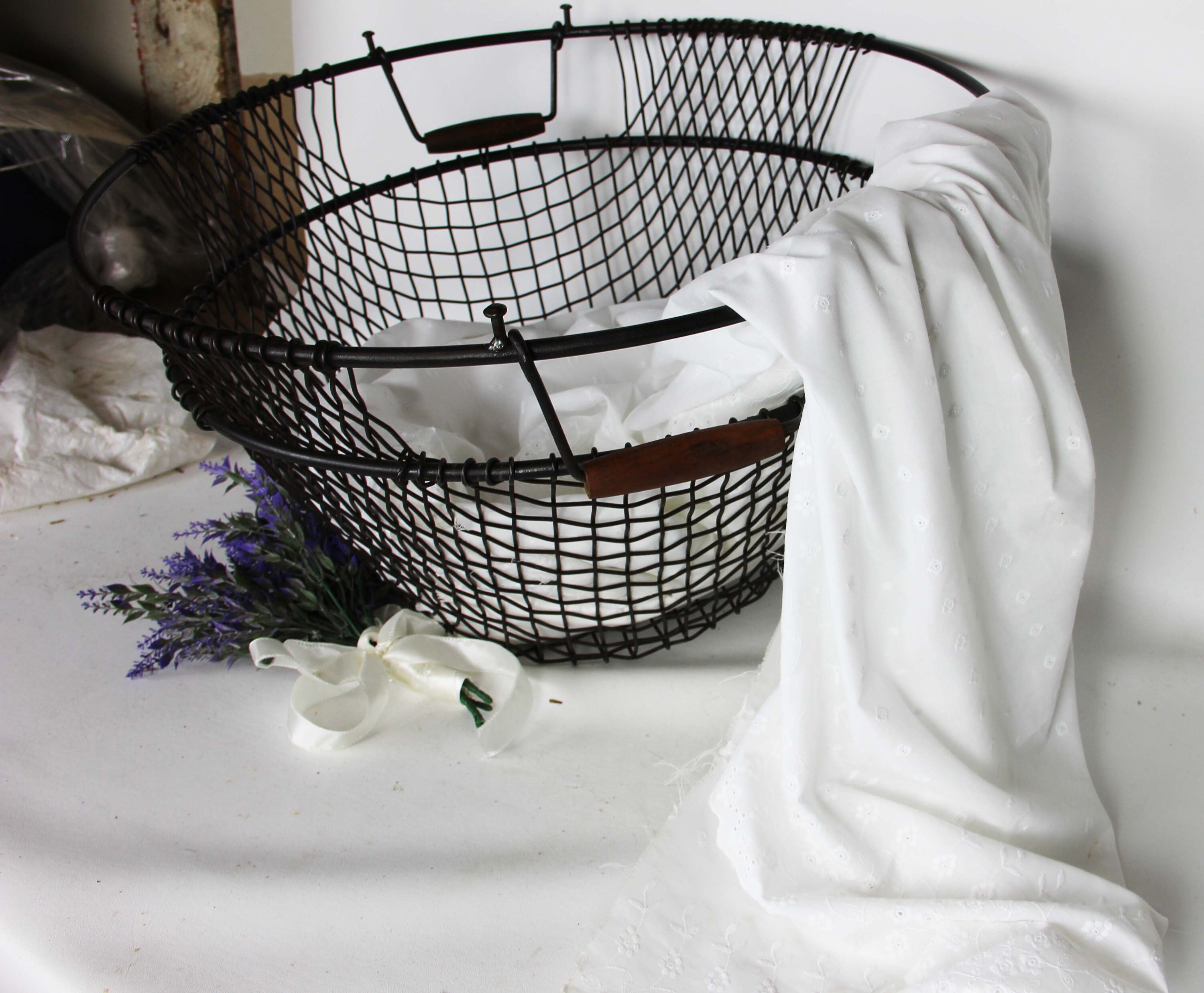 BASKET ROUND METAL Basket With Handles Storage Basket Etsy