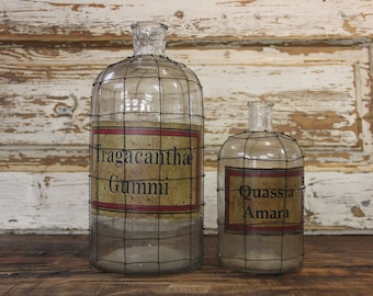 Chemistry Wire Bottle, Apothecary Bottle, Rustic Living Room Decor