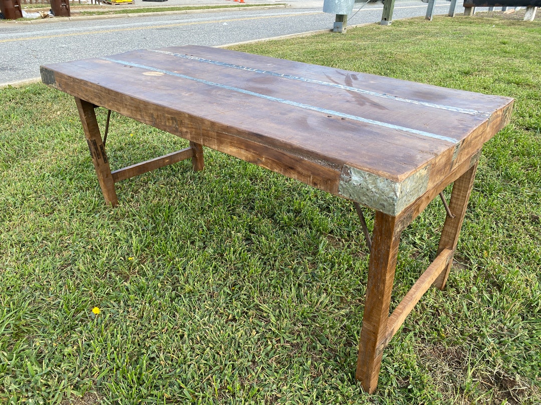 Rustic Wood Folding Dining Table Living Room Outdoor Patio Etsy