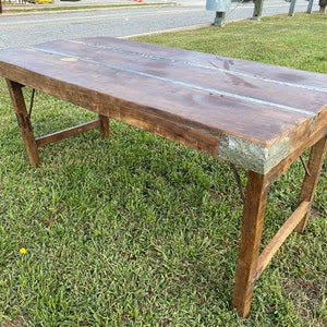 Farmhouse Wood Folding Dining Table, Living Room Table, Event table, Catering table, Wooden Desk, Office Furniture, Buffet Table