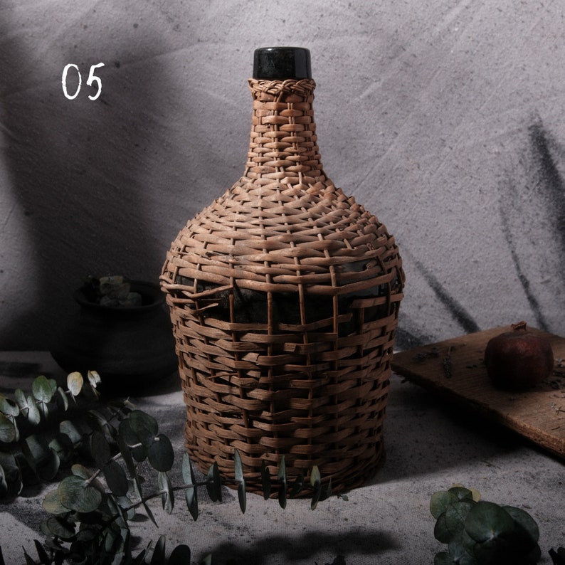 Antique French Wicker Demijohn Wine Jug French Jug European Vintage Jar Bottle Free Shipping image 6