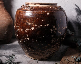 Antique Earthenware Jar Handmade Asian Tapayan Stoneware