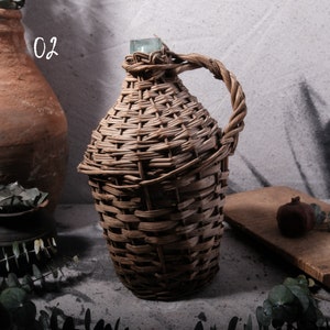 Antique French Wicker Demijohn Wine Jug French Jug European Vintage Jar Bottle Free Shipping 02