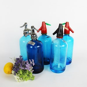 Seltzer Bottle Vintage Blue, Cobalt Blue Glass Seltzer Bottle