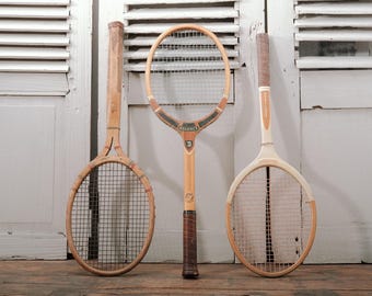 Vintage Tennis Rackets, Rustic Wall Sport Decor