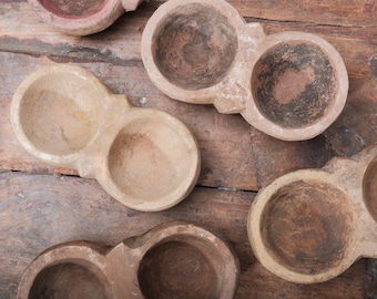 Vintage Hand-Carved Stone Mortar Bowl: Rustic Farmhouse Decor