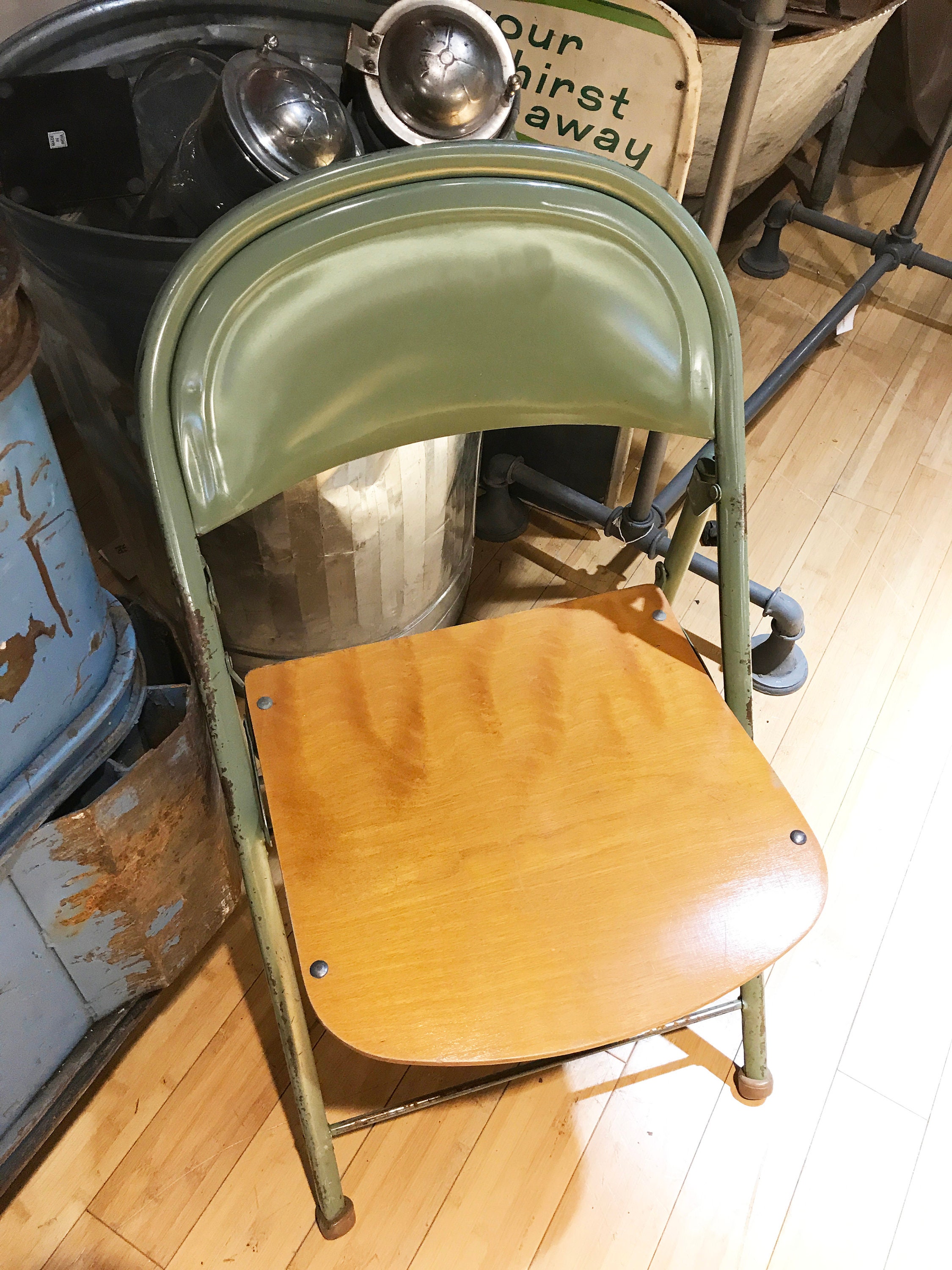 SET of 2 Vintage American Green Metal Chair Industrial Metal Etsy