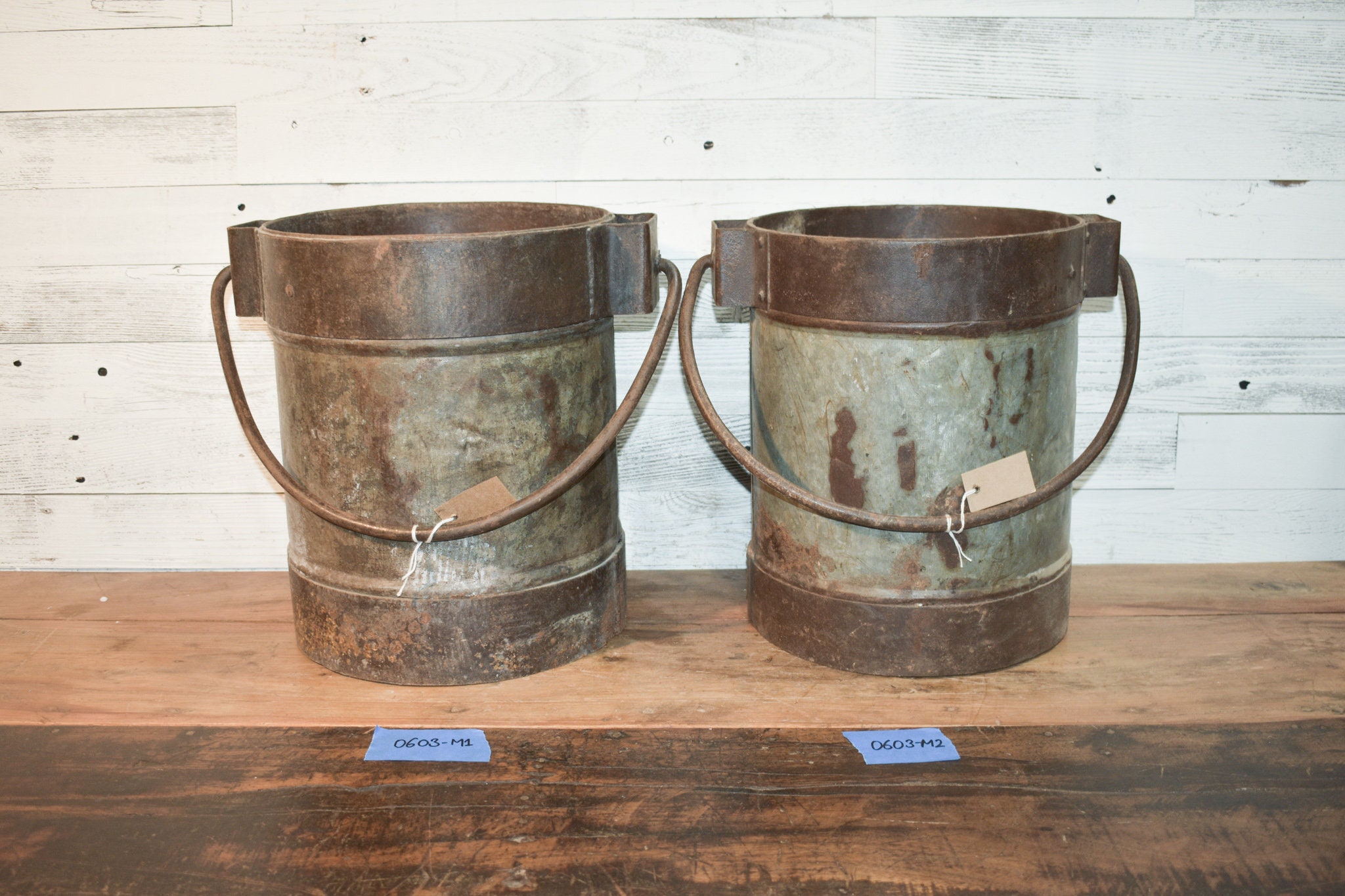 Vintage Galvanized Well Bucket Rustic Metal Basket Etsy