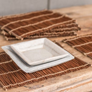 Bamboo Straw Table Placemats, Boho Handmade Dining Table Decor