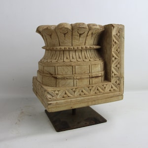 Vintage Architectural Carved Wood Candle Holder, Pedestal Base, Pilaster Pillar Base