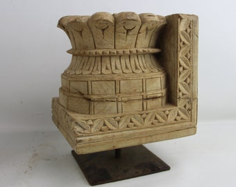 Vintage Architectural Carved Wood Candle Holder, Pedestal Base, Pilaster Pillar Base