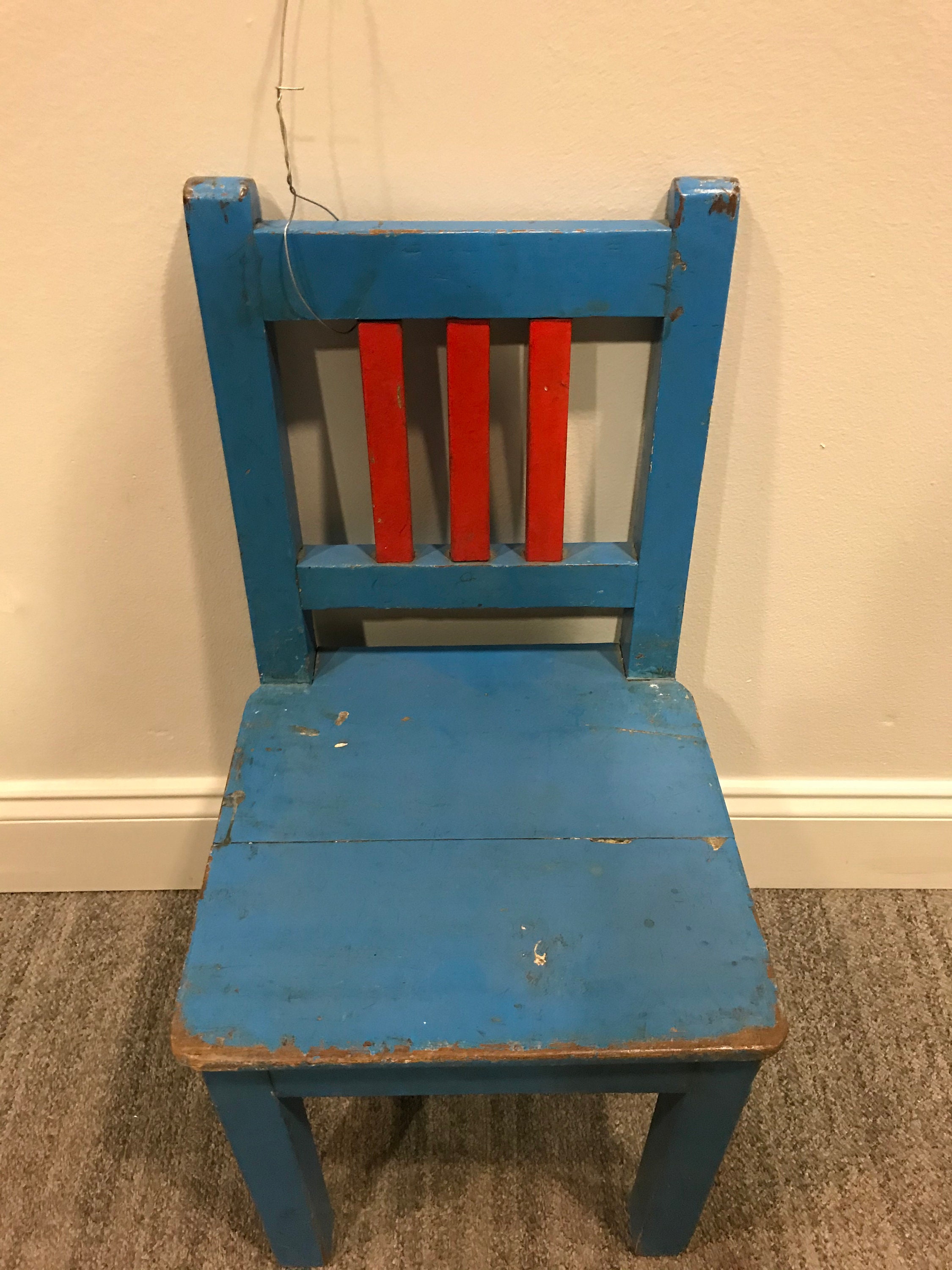 Vintage Children's Chair Rustic Wood Farmhouse Small Etsy