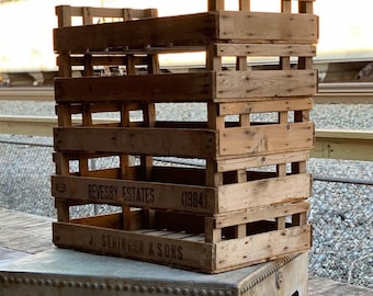 Vintage Crate with Logo , Rustic Retro Wooden Storage, Farmhouse Style Wedding Decor