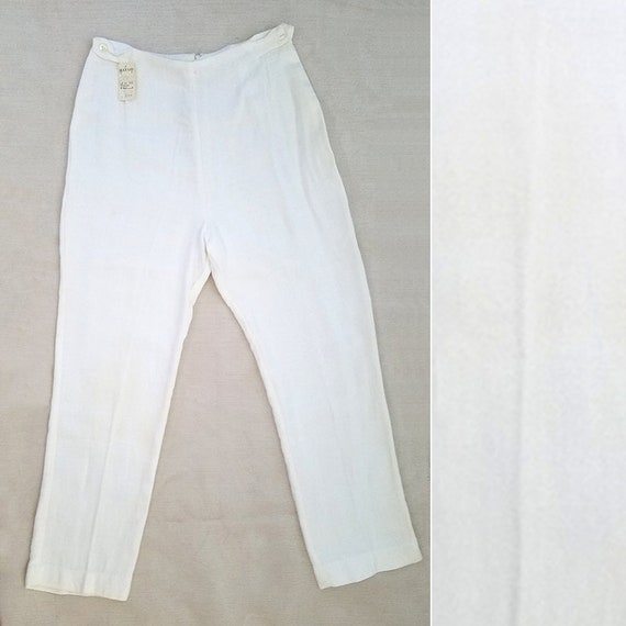1950s -1960s White Cigarette Pants 50s 60s Soft Wo