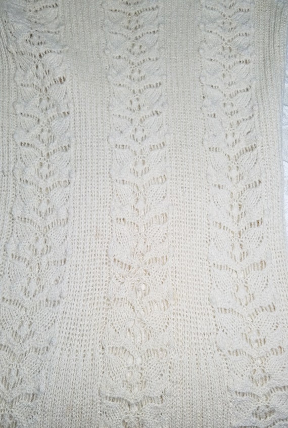 Late 1930s early 1940s Ivory Cream Wool Knitted L… - image 8