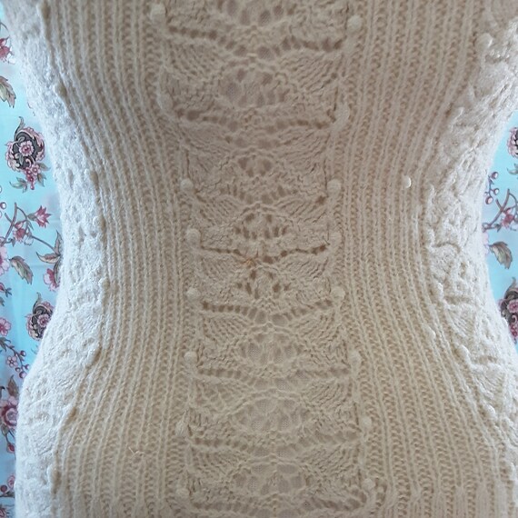 Late 1930s early 1940s Ivory Cream Wool Knitted L… - image 6