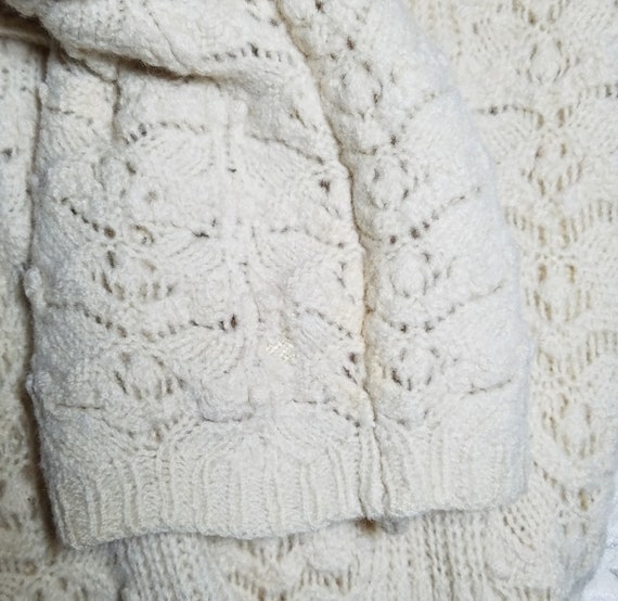 Late 1930s early 1940s Ivory Cream Wool Knitted L… - image 7