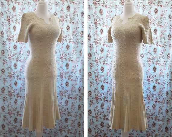 Late 1930s early 1940s Ivory Cream Wool Knitted L… - image 2