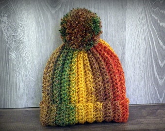 Ribbed Beanie "Autumn" with Pom