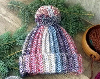 Ribbed Beanie "Kansas Sunset" with Pom