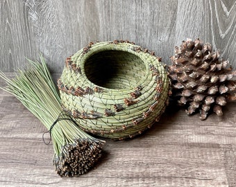 Pine-needle basket, Ghost pine coiled around ash root, rare find, one of a kind, wonderful collector's gift. Gray pine, pinus sabiniana