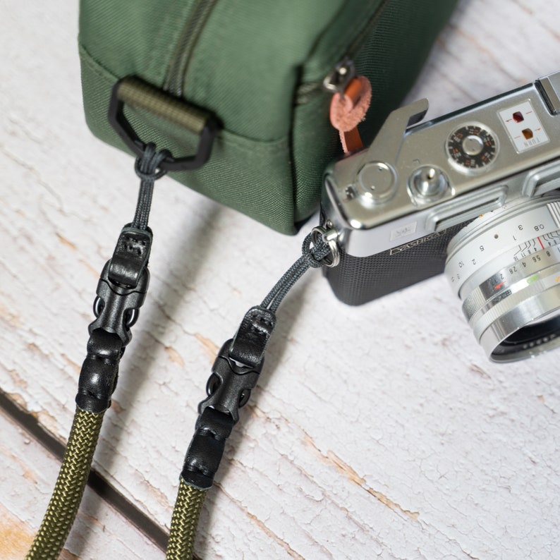 Army Green Camera Bag Insert Waist With Ropes Leather Strap Etsy